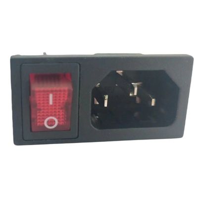 15A 250V Panel Mount IEC C14 Socket de entrada com interruptor Rocker de forma de barco