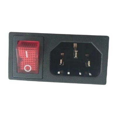 15A 250V Panel Mount IEC C14 Socket de entrada com interruptor Rocker de forma de barco