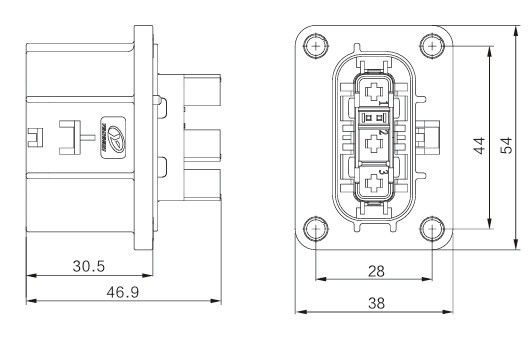 Neopower Secure-Lock 3 Pin Automotive Power & Signal Connector, 800V/16A, impermeável IP67, HVIL