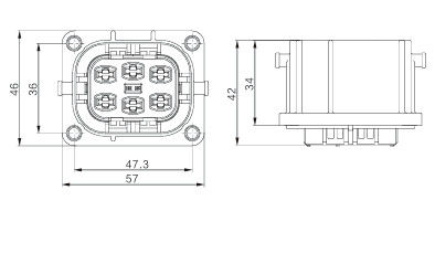 Neopower 6-Pin High Voltage 1000V 35A Conector de energia e sinal automotivo com blindagem de 360°