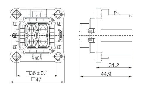Conector de alta tensão de 4 pines Neopower 40A 1000V para aplicações industriais e de veículos elétricos