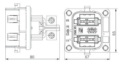 Conector de Alimentação de Alta Corrente Neopower 300A 1000V Automotivo de 2 Pinos com HVIL para Bateria de VE e Controladores de Motor