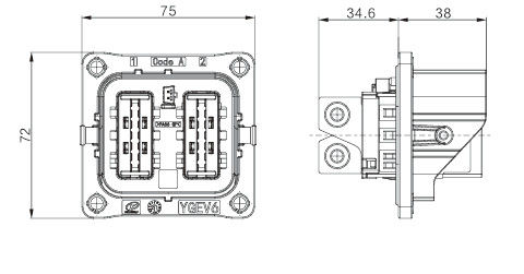 Neopower 2 Pin High Voltage Hybrid Power Connector 400A 1000V com HVIL e blindagem de 360°