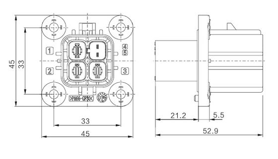 Conector EV Neopower 800V 40A HVIL 2+1 Pinos
